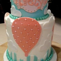 Hot Air Balloon Baby Girl 1St Birthday Cake 2 tiered baby girl 1st birthday cake, hot air balloon theme