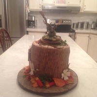 Hunting Birthday Cake All edible except deer Topper. Edible shotgun shells, duck, leaves, berries , etc.