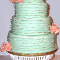 Mint Fondant Ruffled Wedding Cake 4 tiers, red velvet wedding cake with white ganache and mint green marshmallow fondant ruffles