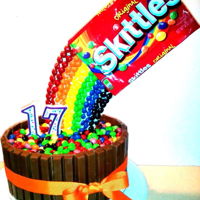 Skittles Rainbow Birthday Cake With Kitkats KitKat Birthday Cake with sugar cookie skittles rainbow