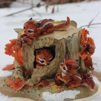 Squirrels On The Oak Tree Stump Squirrels on the oak tree stump