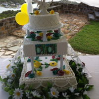 Wedding Cake 3 Tier buttercream cake with fondant flower