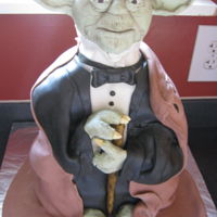 Yoda In A Tux Customer wanted a groom's cake in the shape of Yoda dressed in a black tux.