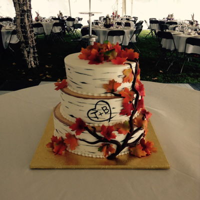 Autumn Birch Tree Wedding Cake