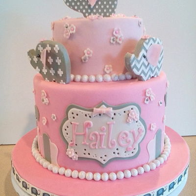 Baby Girl Elephant Baby Shower Cake