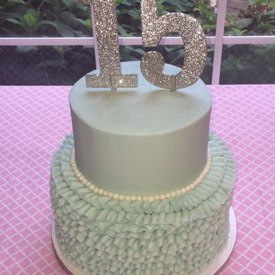 Blue Ruffle Birthday Cake