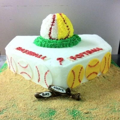 Gender Reveal Baseball Cake