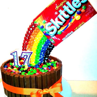 Skittles Rainbow Birthday Cake With Kitkats