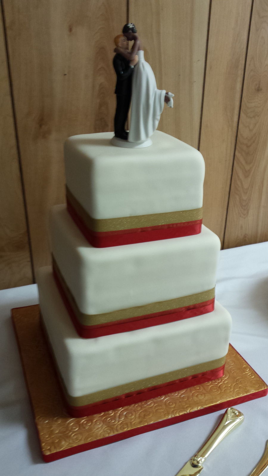 Red And Gold Wedding Cake