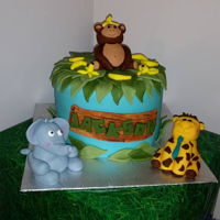 Jungle Themed Cake Jungle themed cake for my son's 1st birthday. 1st attempt at a fondant covered cake.