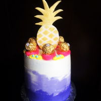 Pineapple Cake Simple buttercream cake with purple shades and pineapple fondant topper