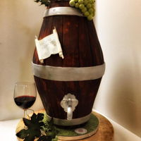 Wine Barrel Cake Time for a glass of wine...Fondant, hand painting, gum paste grapes leaves .
