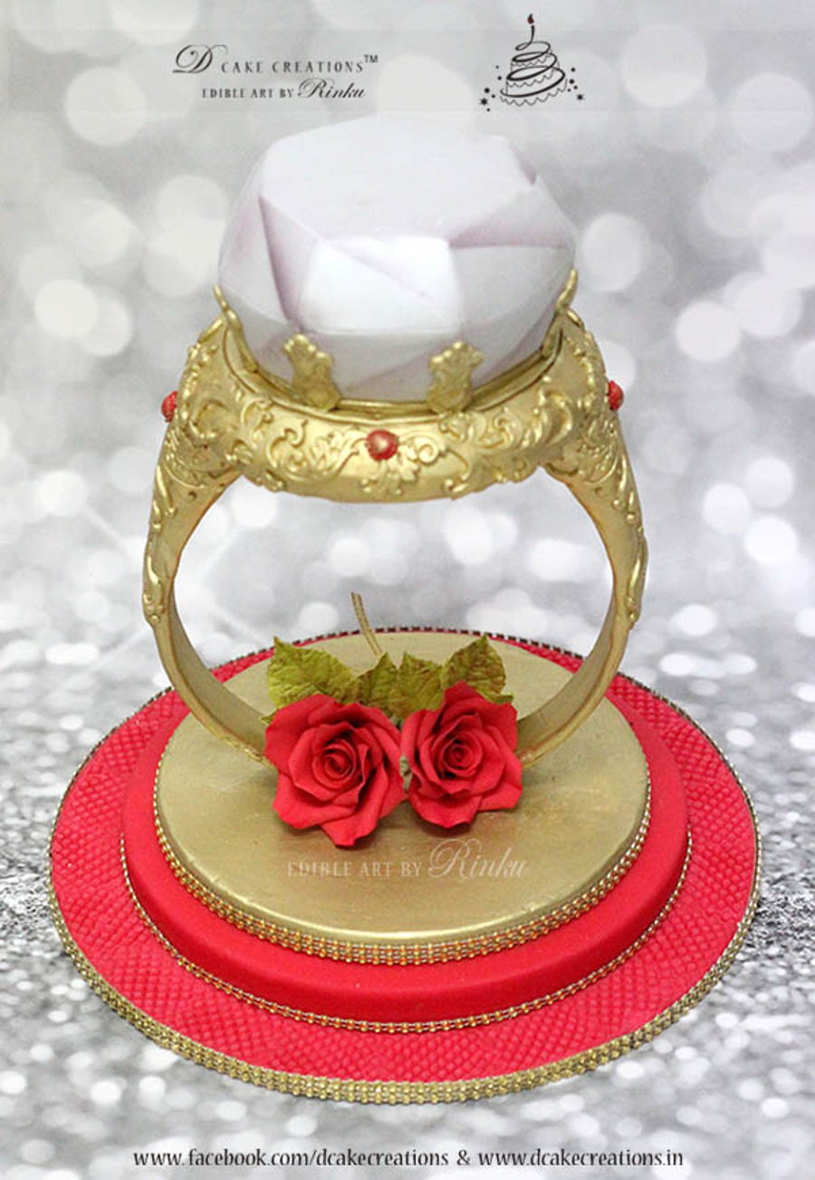 3D Gold Diamond Ring Cake