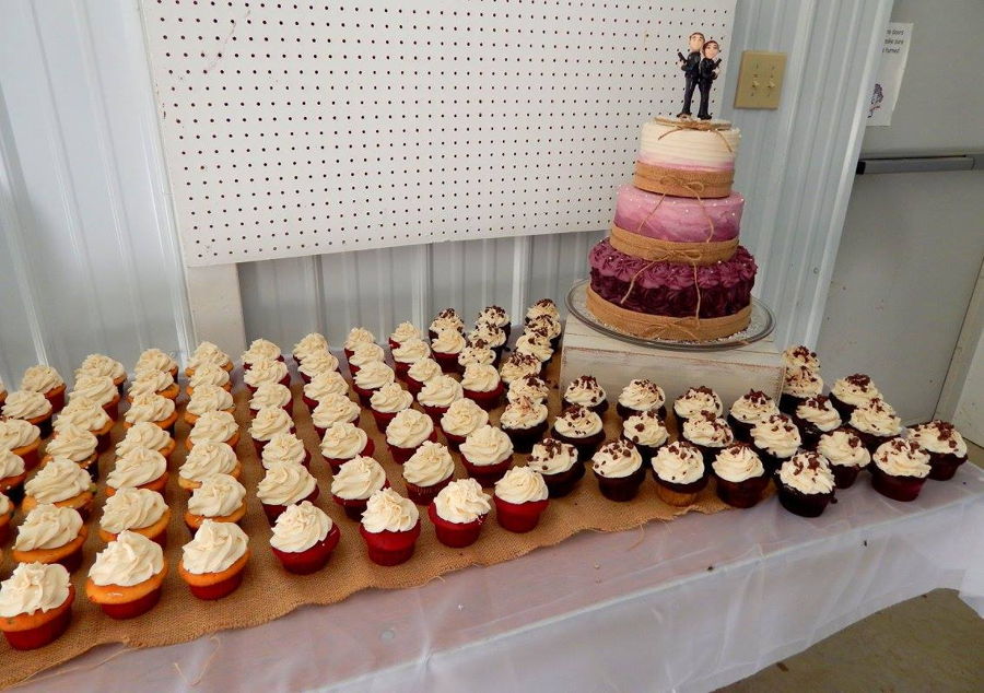 Kiena And Dylans Wedding Cake And Cupcakes For The Sweetest Police Officer Couple A 3 Tier Buttercream Rosettes Rustic And Rustic Swirl Style Cake In Kiena And Dylans Wedding Cake And Cupcakes For The Sweetest Police Officer Couple A 3 Tier Buttercream Rosettes Rustic And Rustic Swirl Style Cake In