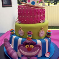 Mad Hatter Baby Shower Cake Topsvy Turvey Cake: Choc Mud & Hokey Pokey with Fondant