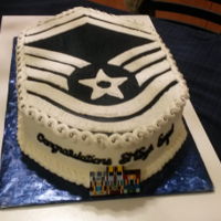 Military Retirement Cake Cake was for a retiring SMSgt. The ribbon rack on the end was recreated from his own and is all hand-painted GP, 100% edible.