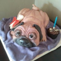 Pug Cake vanilla sponge cake. Made for my sons' birthday.