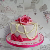 Roses And Pearls 45th birthday cake with roses and pearls