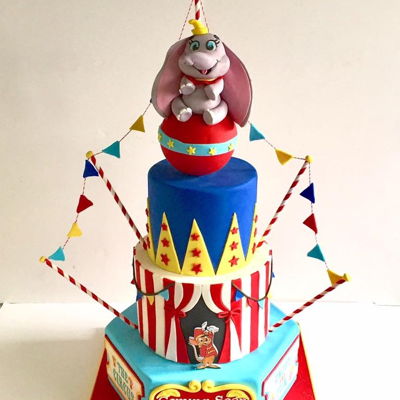 3 Tier Dumbo Circus Baby Shower Cake