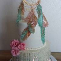 Dreamcatcher Cake 100% edible, made with wafer paper, white chocolate, fondant, and cake