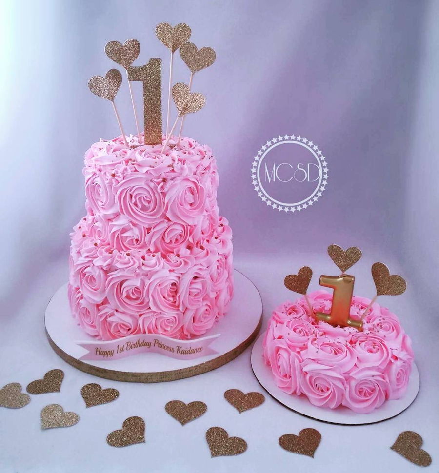 Pink Rosette 1St Birthday Smash Cake CakeCentral