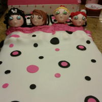 Birthday Slummber Party Lil girls sleep over birthday cake. Styrofoam heads with fondant & gumpaste.