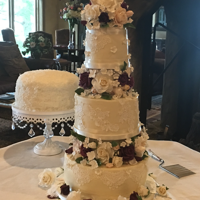 Celebration Cake, 60Th Wedding Anniversary & 80Th Birthday Cake Buttercream cake with cake lace and Gumpaste flowers