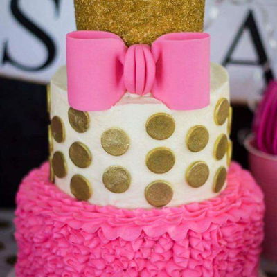 Pink And Gold Baby Shower Cake