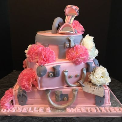 Sweet Sixteen Paris Luggage Theme Cake