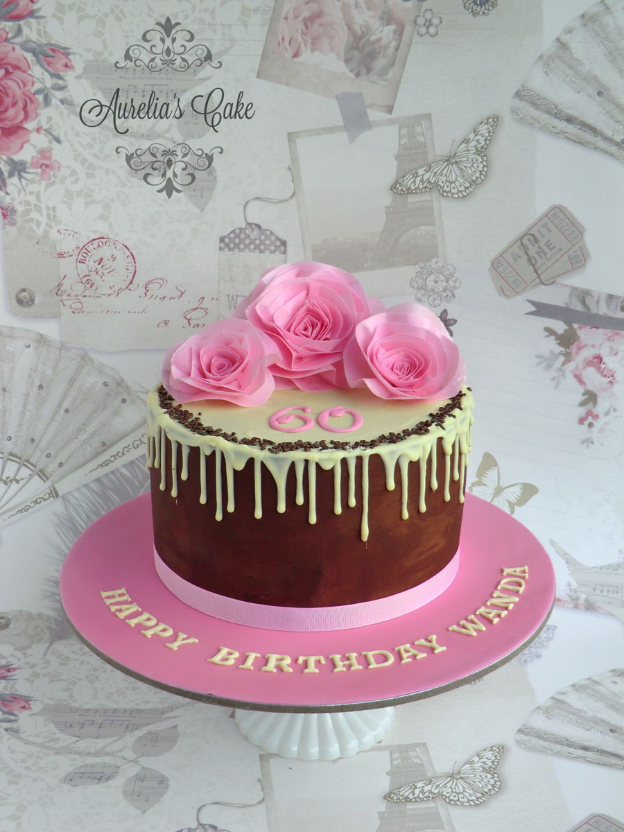 60Th Birthday - Drip Cake - CakeCentral.com