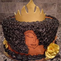 Nubian Queen Hand drawn nubian image with buttercream afro and gum paste crown.