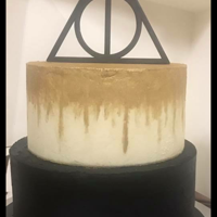 Always Harry Potter Cake Deathly Hallows, Always cake. 2 tiers of bright Red Vanilla Cake covered in buttercream. Personalised Always Cake Topper