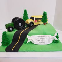 It's My Birthday, Time To Retire The John Deere Tractor, and School Bus were both made of rice crispies.