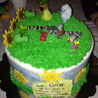 Plants Vs Zombies Buttercream, zombies are bought figures, peashooters are gumpaste