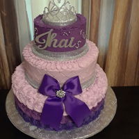 Princess Rosette Cake 8-12-16 inch tiers with buttercream/decorators icing.