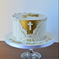 White And Gold Communion cake