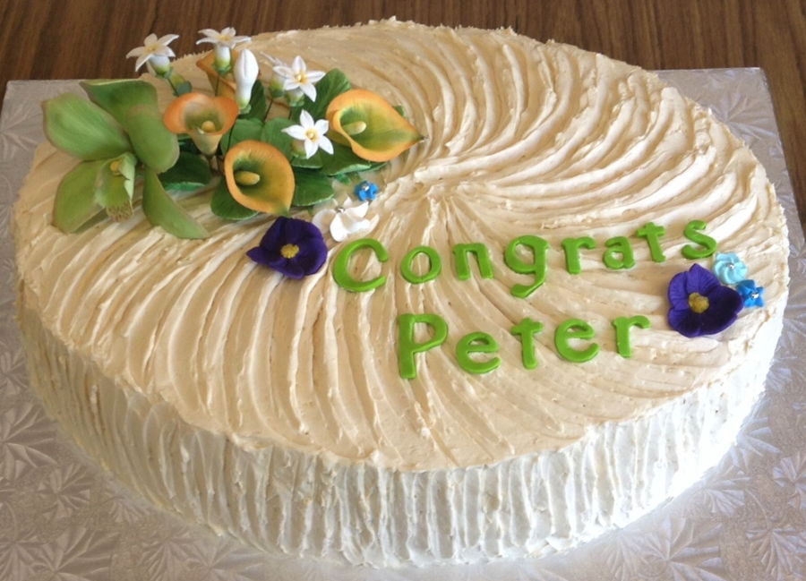 Oval Buttercream Cake With Gum Paste Flowers