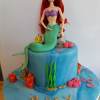 Little Mermaid For A 30 Year Old Birthday Chocolate mud cake filled with dark chocolate ganache garage and covered in white chocolate ganache and fondant. The client provided the...