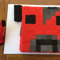 Minecraft Mooshroom Cake Cake for a Minecraft lover, pattern based on his plush toy. Buttercream frosting.