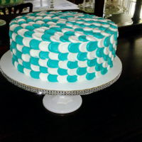 Teal And White Bday Cake Simple cake but time consuming to make.