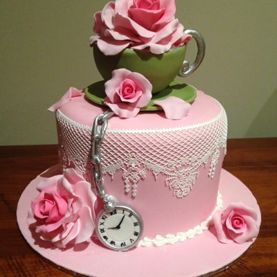 Pink Cake With Teacup
