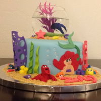 Little Mermaid Vanilla cake with vanilla filling. All Fondant decorations.