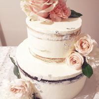 Semi-Naked Cake I make cakes and this one was one of my first official orders !! Top: Raspberry lemon. Bottom: Chocolate caramel.