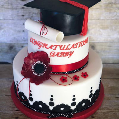 Red & Black Graduation Cake