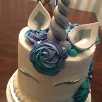 Unicorn Cake Unicorn cake blue teal turquoise purple with silver accents
