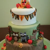 Woodland Birthday Cake Woodland themed first birthday cake.