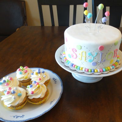 Bouncy Ball Cake And Cupcakes