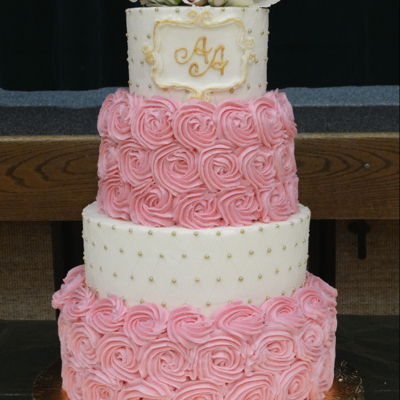 Pink And Gold Wedding Cake