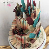 Brushstroke Cake IBC buttercream covered cake with candy melt paint splatters and brushstrokes.