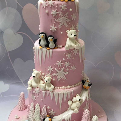 Polar Bears And Penguins Cake